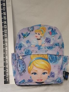 Disney Girls Purple Blue Cinderella Print Kids Backpack
